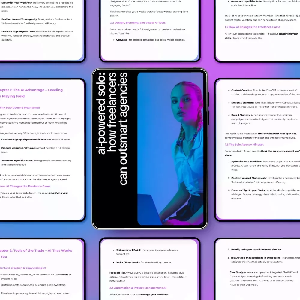 AI-Powered Solo: How Freelancers Can Outsmart Agencies – Freelance Guide for Using AI to Compete with Agencies as a Solo | Digital Download | Work Smarter with AI as a Solo Freelancer