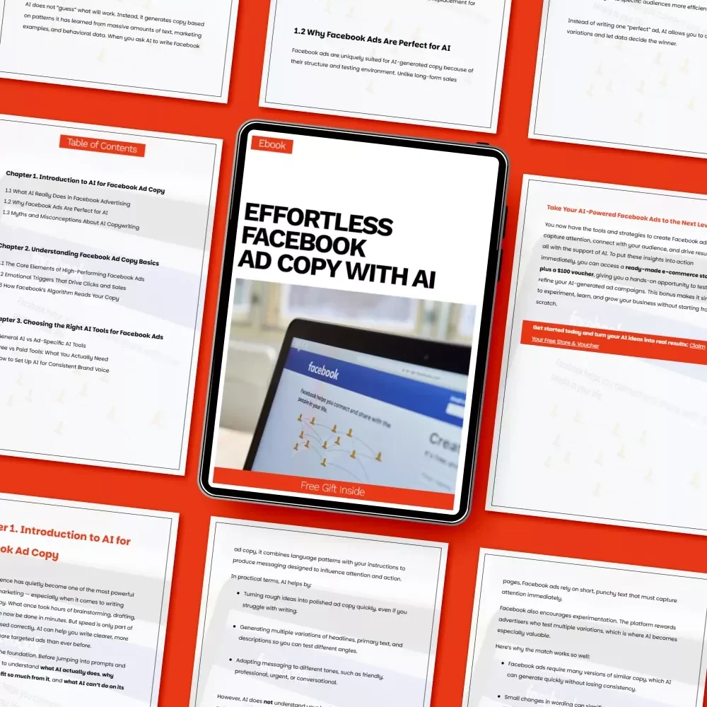 Effortless Facebook Ad Copy With AI – Smart Ebook Guide to ai for creating facebook ad copy, High-Converting Ads, Digital Marketing Download