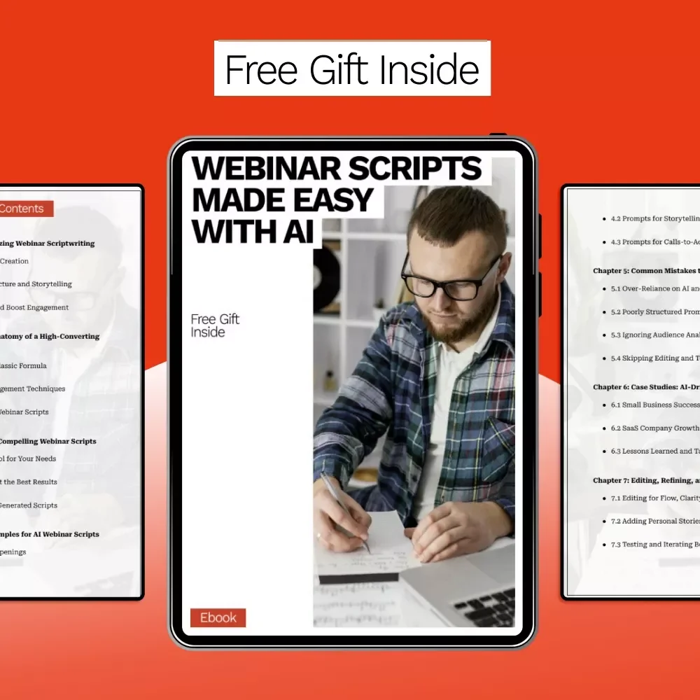 Webinar Scripts Made Easy with AI | Ebook Guide for ai for creating webinar scripts, High-Converting Webinar Storytelling & Smart Prompt Writing