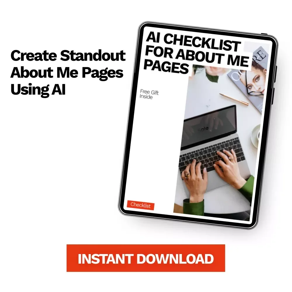 AI Checklist for About Me Pages | Smart Personal Bio Guide Using ai for creating an about me page | Digital Download