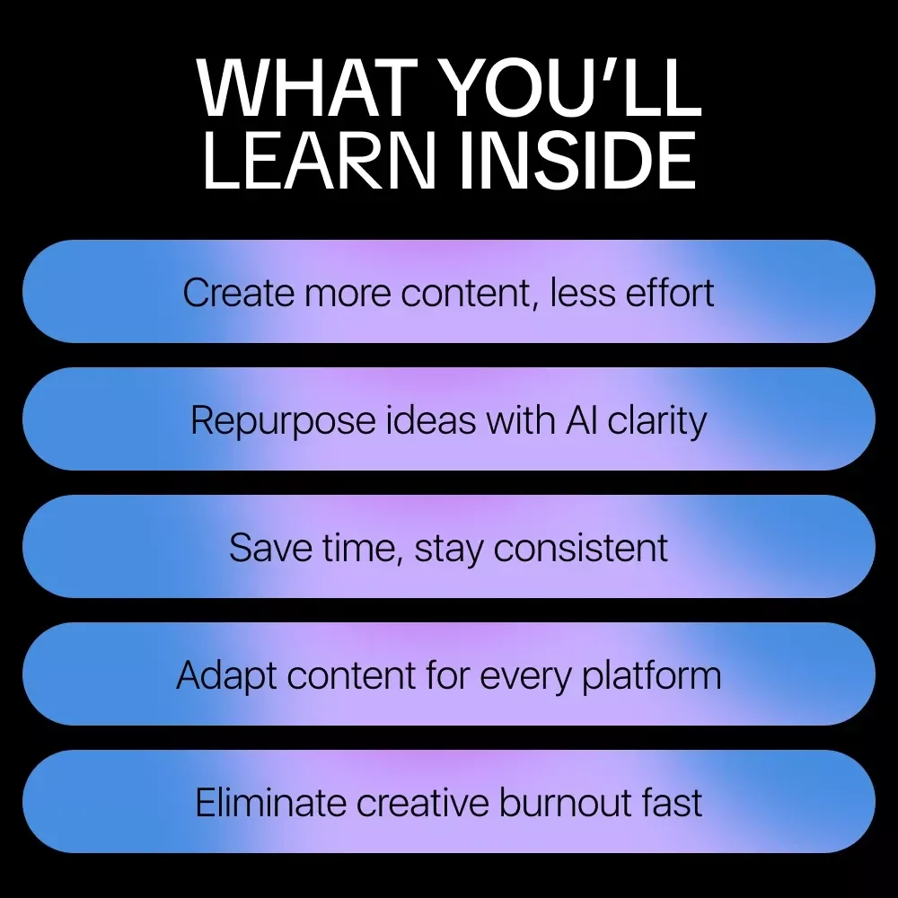 One Content, Endless Formats – AI for Repurposing One Piece of Content Guide for Creators, Coaches & Small Businesses