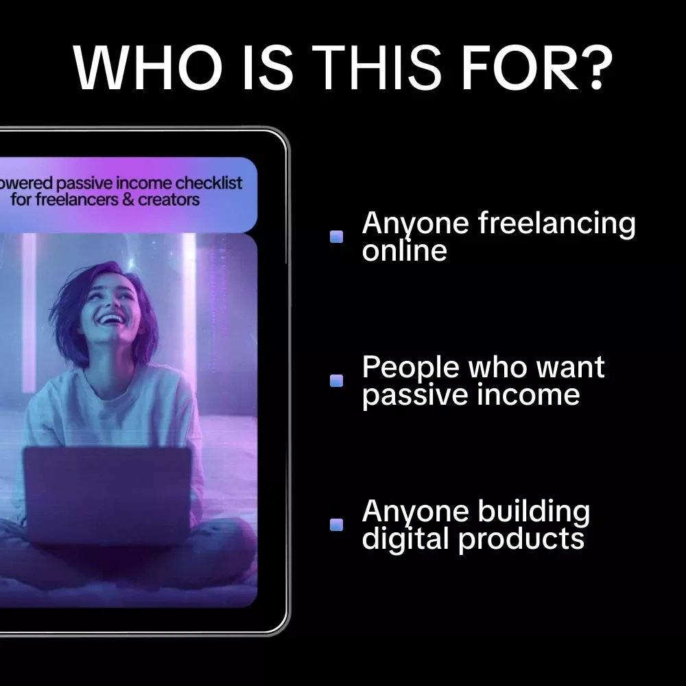 AI-Powered Passive Income Checklist for Freelancers | AI for Passive Income Ideas for Freelancers, Digital Download Checklist