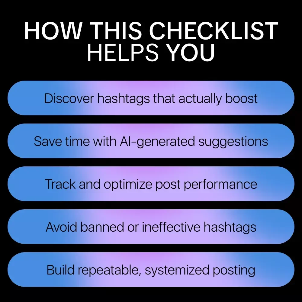 Hashtag Boost – AI Hashtag Generator Checklist for Better Reach on Instagram, TikTok & X