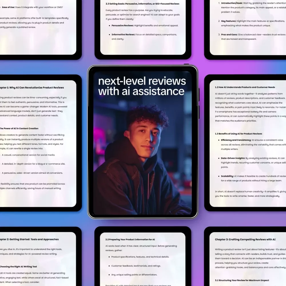 Next-Level Reviews with AI Assistance | ai help for writing product reviews | Smart E-Commerce Review Writing Ebook