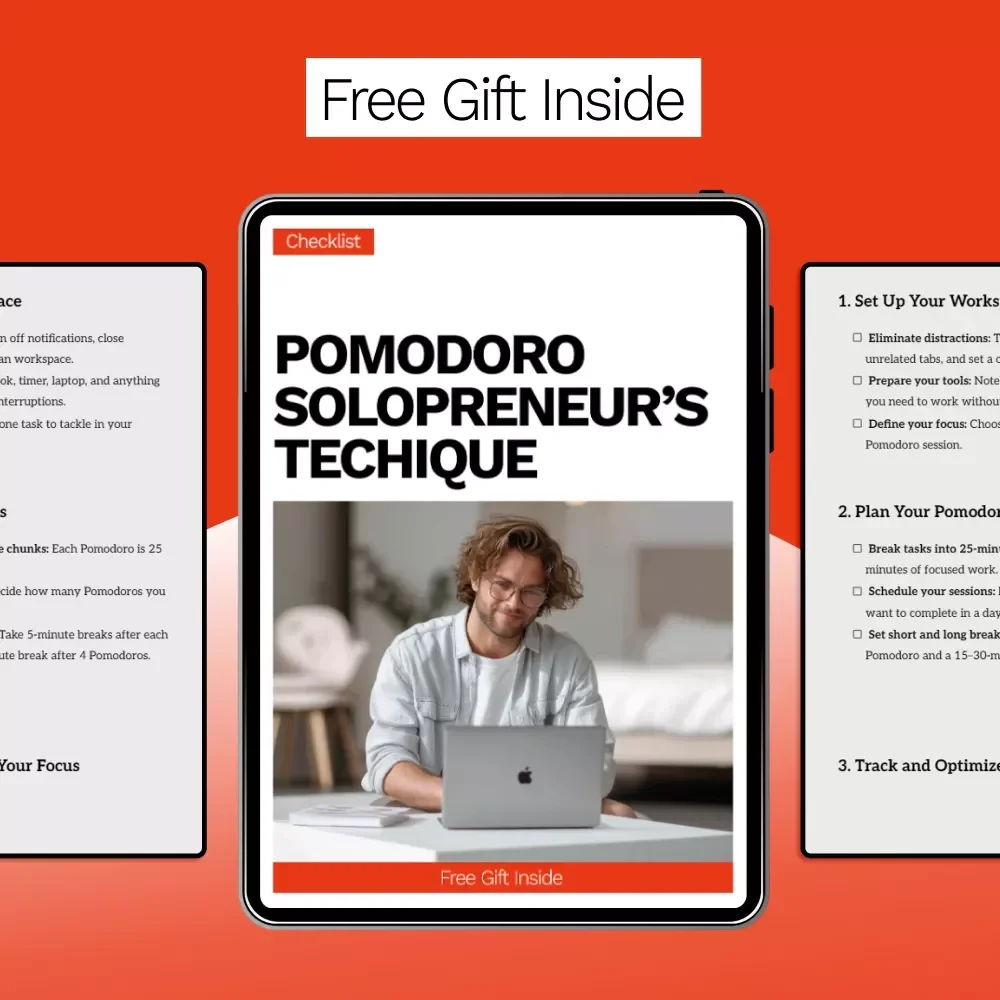 Pomodoro Solopreneur’s Techique | Productivity Checklist for Focused Work, Time Management & Pomodoro Technique for Solopreneurs