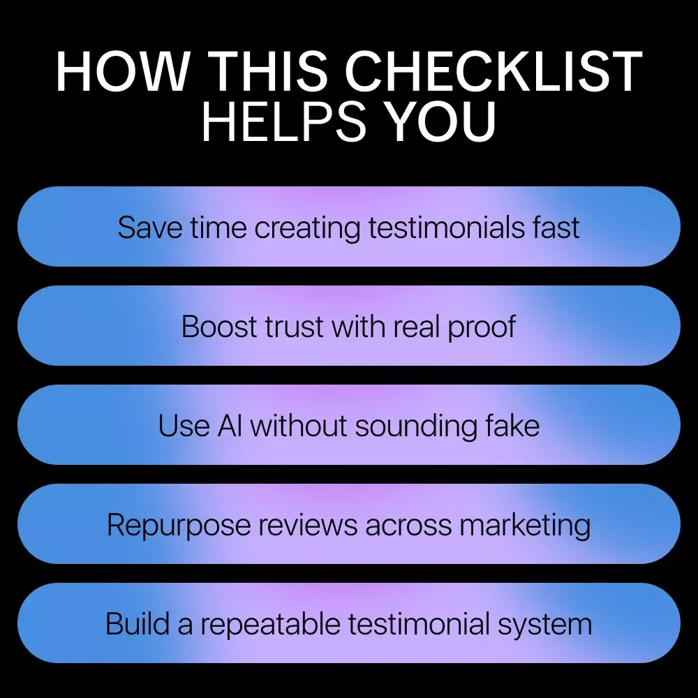Review-to-Testimonial Magic | Smart Checklist for Using ai to generate testimonials from reviews | Simple System for Turning Customer Feedback into High-Converting Social Proof