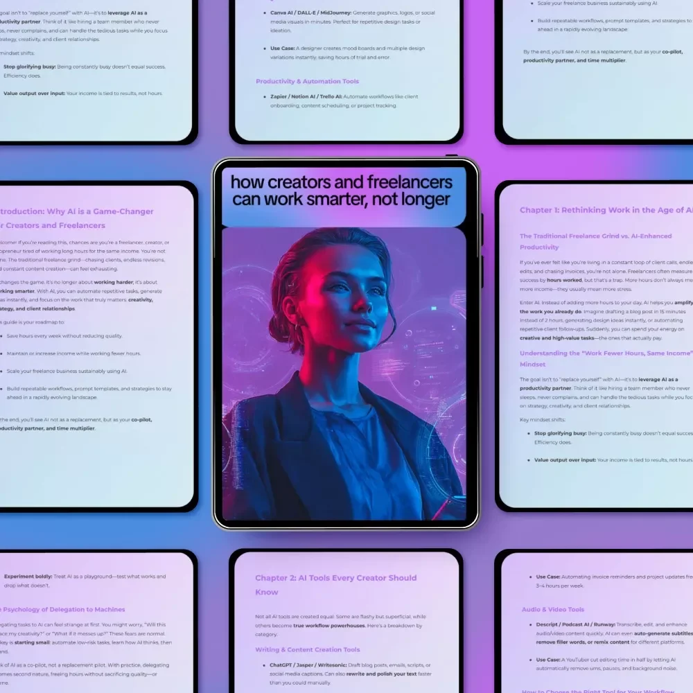 How Creators and Freelancers Can Work Smarter, Not Longer – AI Productivity eBook for Freelancers, Creators & Side-Hustlers | Work Fewer Hours for the Same Income | ai to work fewer hours for the same income Guide