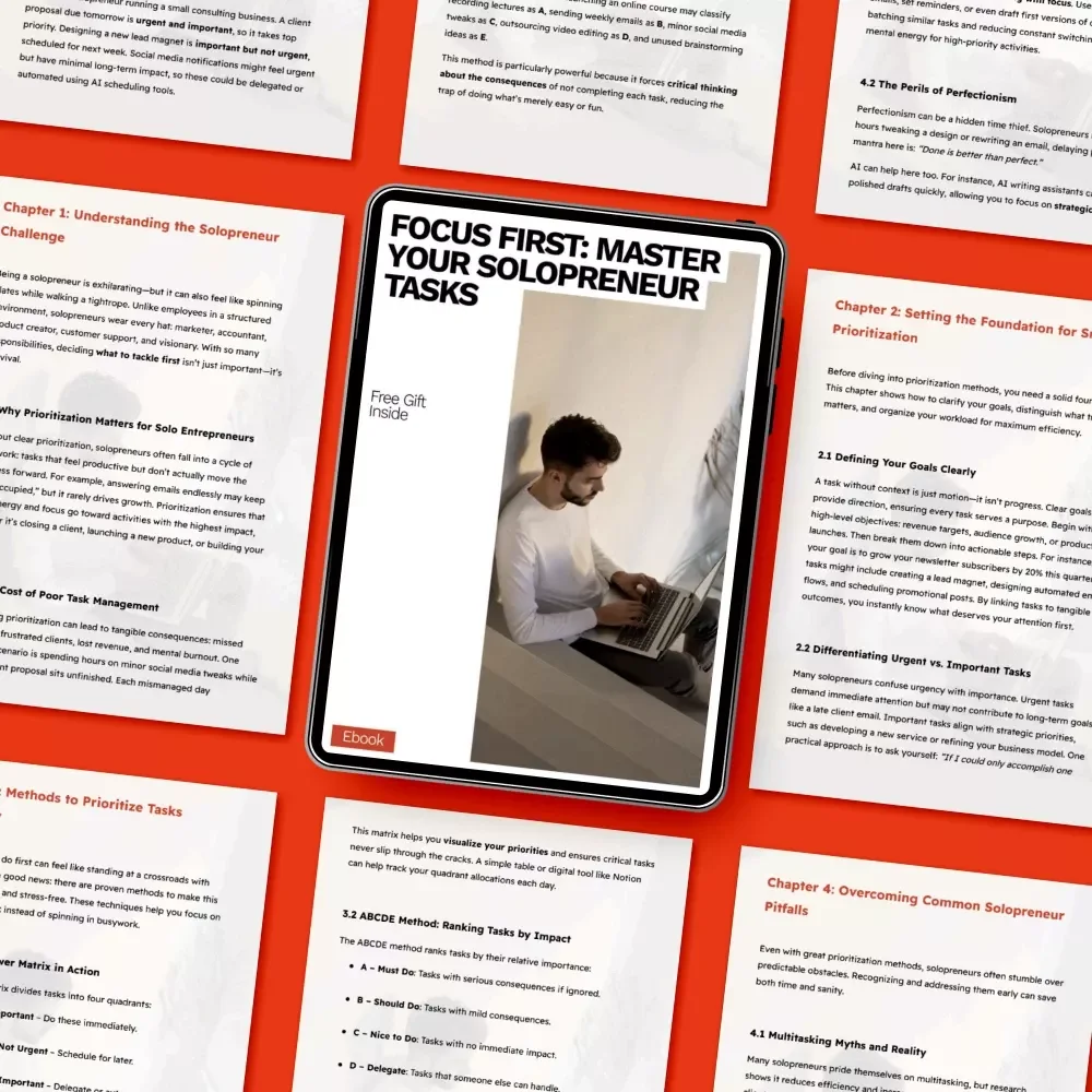 Focus First: Master Your Solopreneur Tasks – Smart Productivity eBook for How to Prioritize Tasks as a Solopreneur, Stay Focused & Get More Done