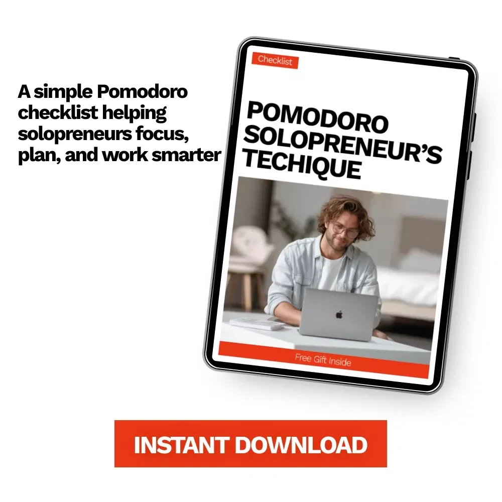 Pomodoro Solopreneur’s Techique | Productivity Checklist for Focused Work, Time Management & Pomodoro Technique for Solopreneurs