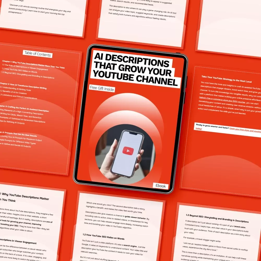 AI Descriptions That Grow Your YouTube Channel | Smart eBook Guide to AI for Writing YouTube Video Descriptions, YouTube SEO, Creator Growth & High-Converting Content