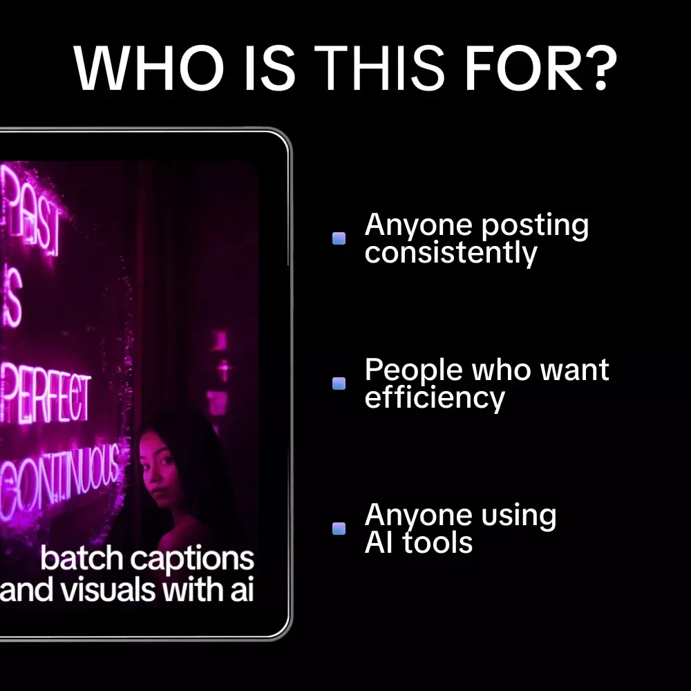 Batch Captions and Visuals With AI – Ebook for ai to batch create captions and graphics, Social Media Content Workflow Guide, Digital Download