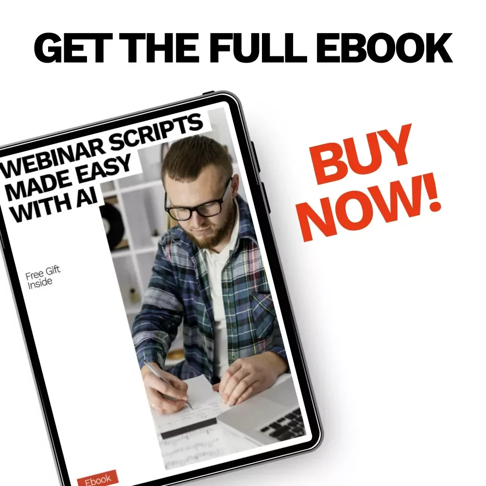 Webinar Scripts Made Easy with AI | Ebook Guide for ai for creating webinar scripts, High-Converting Webinar Storytelling & Smart Prompt Writing