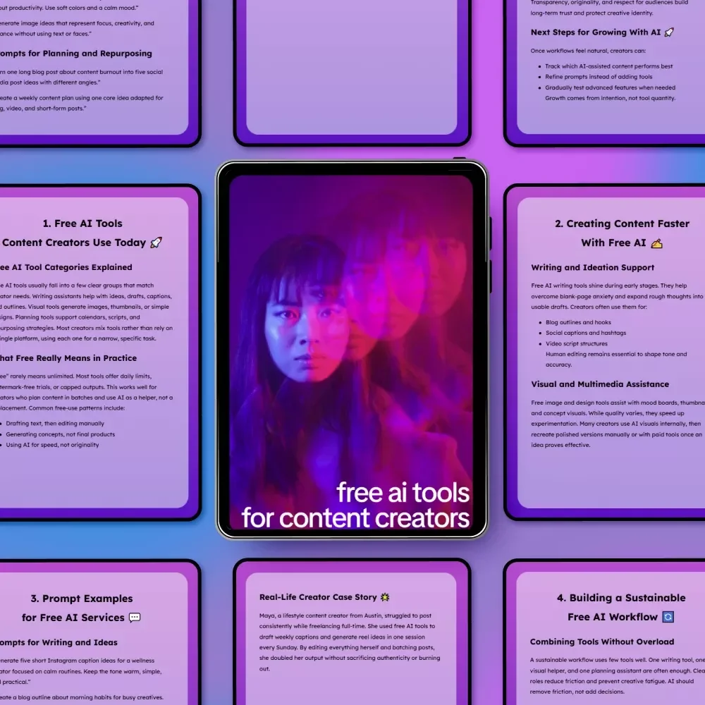 Free AI Tools for Content Creators | Practical Guide to Free AI Tools for Content Creators, Faster Writing, Visuals, and Smarter Content Workflows