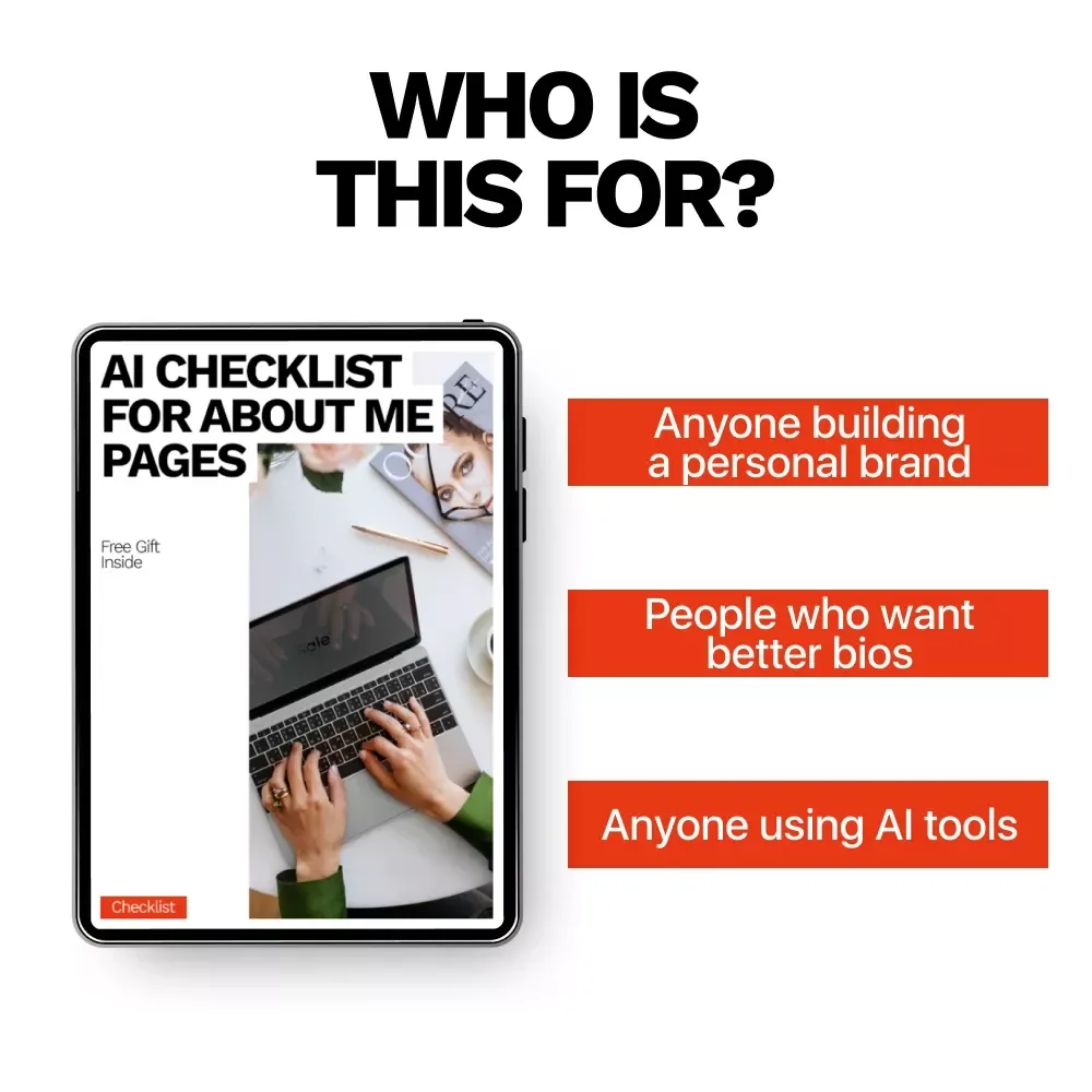 AI Checklist for About Me Pages | Smart Personal Bio Guide Using ai for creating an about me page | Digital Download