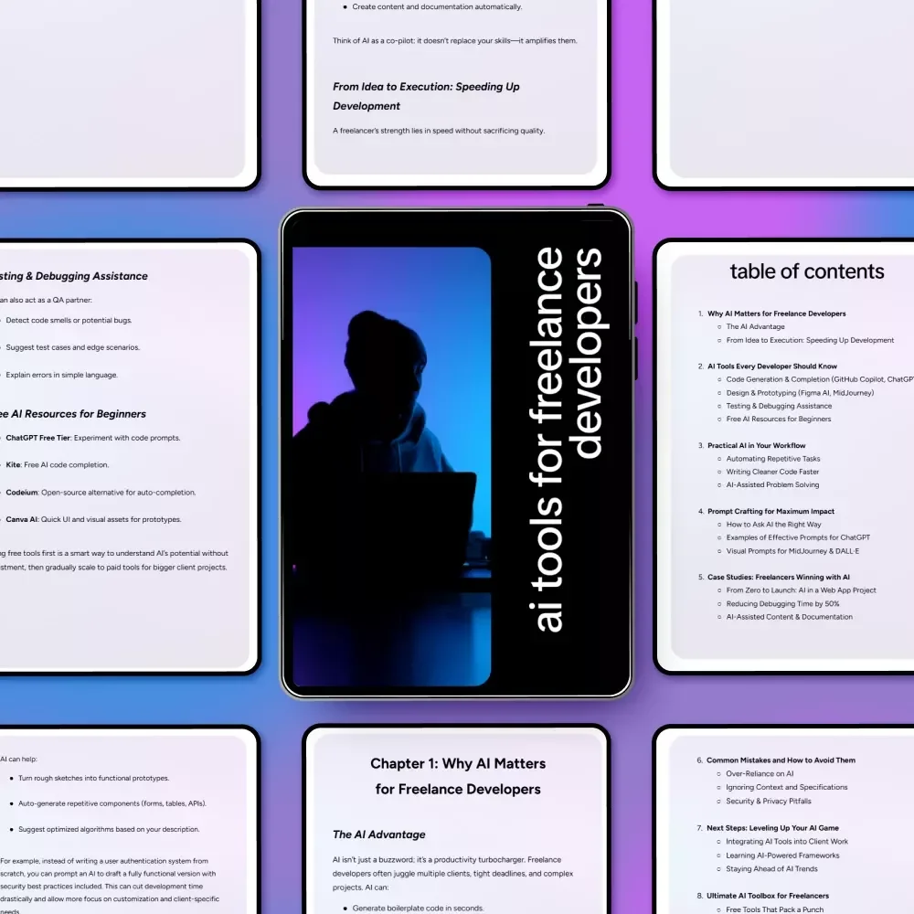 AI Tools for Freelance Developers – Ultimate AI Guide, eBook & Checklist for Faster Coding, Smarter Workflows & Productivity