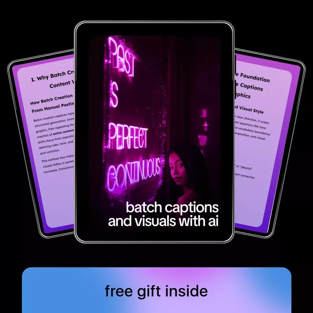 Batch Captions and Visuals With AI – Ebook for ai to batch create captions and graphics, Social Media Content Workflow Guide, Digital Download