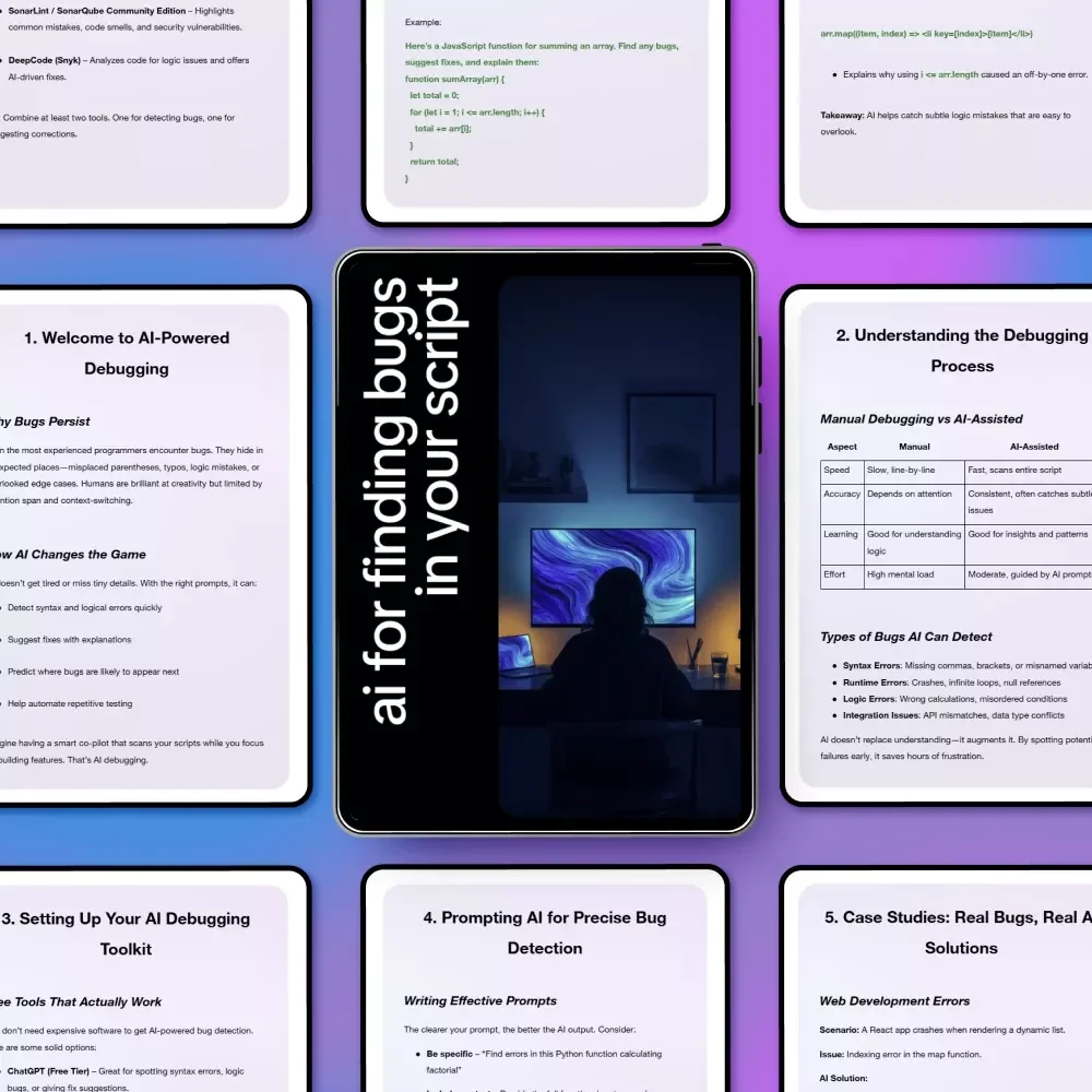 AI for Finding Bugs in Your Script – Practical Debugging eBook | Smart AI-Powered Coding Guide | ai for finding bugs in your script