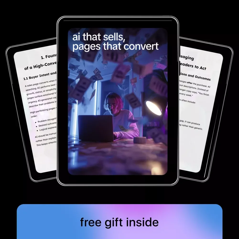 AI That Sells, Pages That Convert | Ebook Guide on ai to write a high converting sales page for Online Business & Digital Products