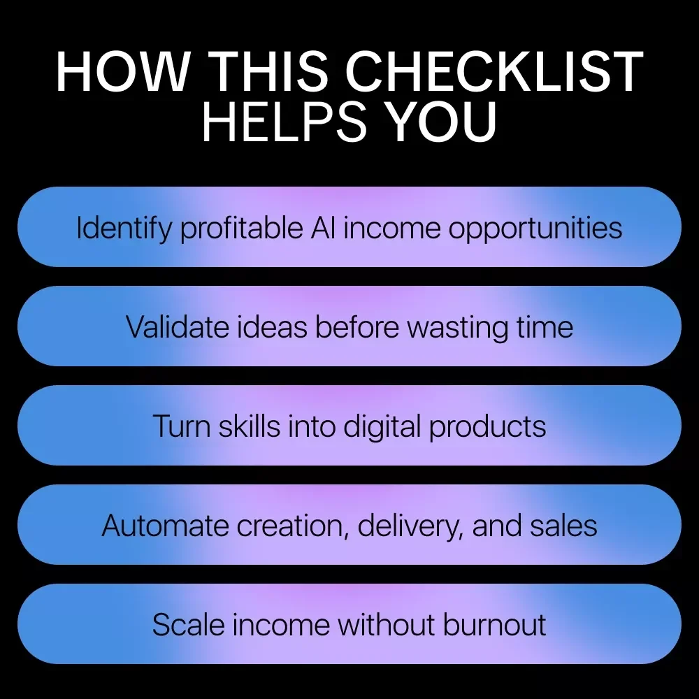 AI-Powered Passive Income Checklist for Freelancers | AI for Passive Income Ideas for Freelancers, Digital Download Checklist