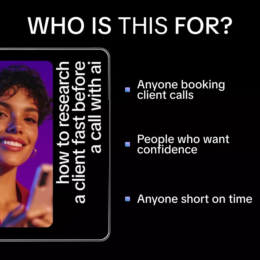 How To Research A Client Fast Before A Call With AI – Smart Pre-Call Research eBook for Freelancers, Consultants & Coaches