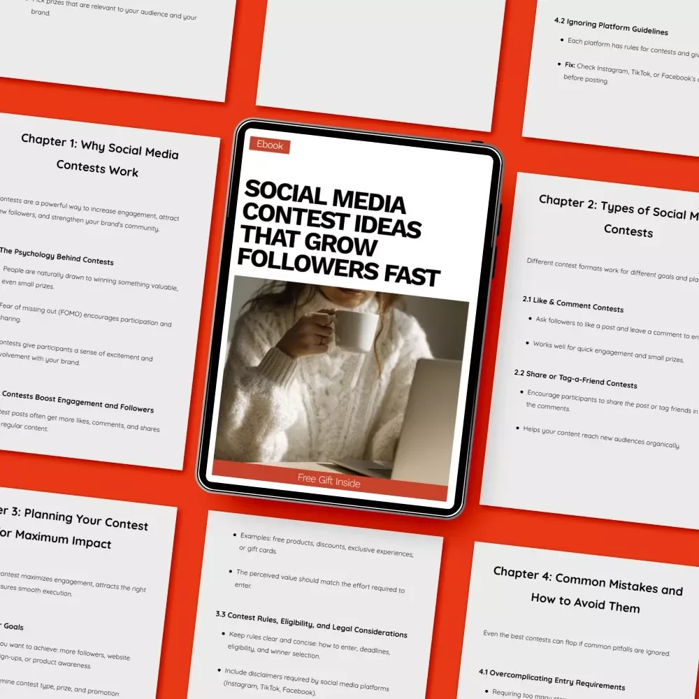 Social Media Contest Ideas That Grow Followers Fast | eBook for Creators & Brands | Proven social media contest ideas to grow followers