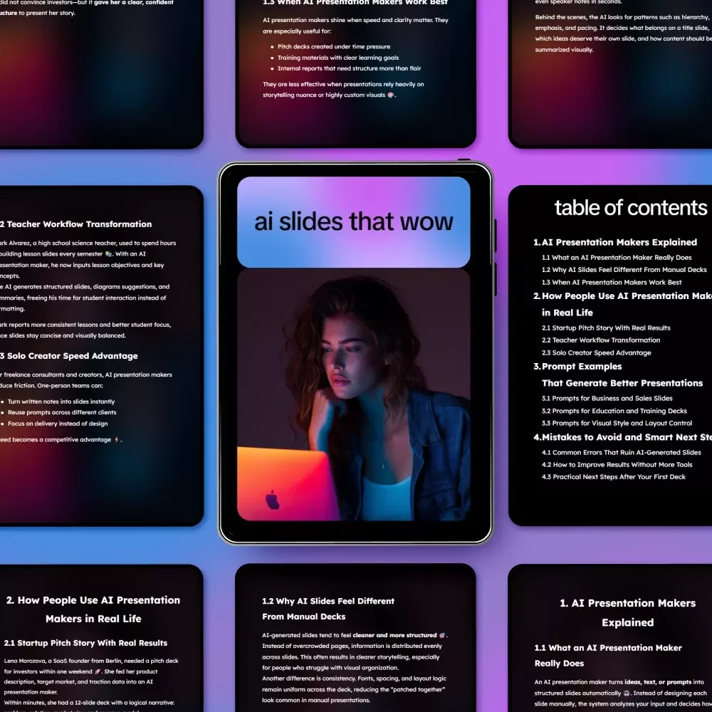 AI Slides That Wow: Ultimate Guide, eBook & Checklist for AI Presentation Makers, Prompts, Real-Life Use Cases, Mistakes to Avoid & Pro Tips
