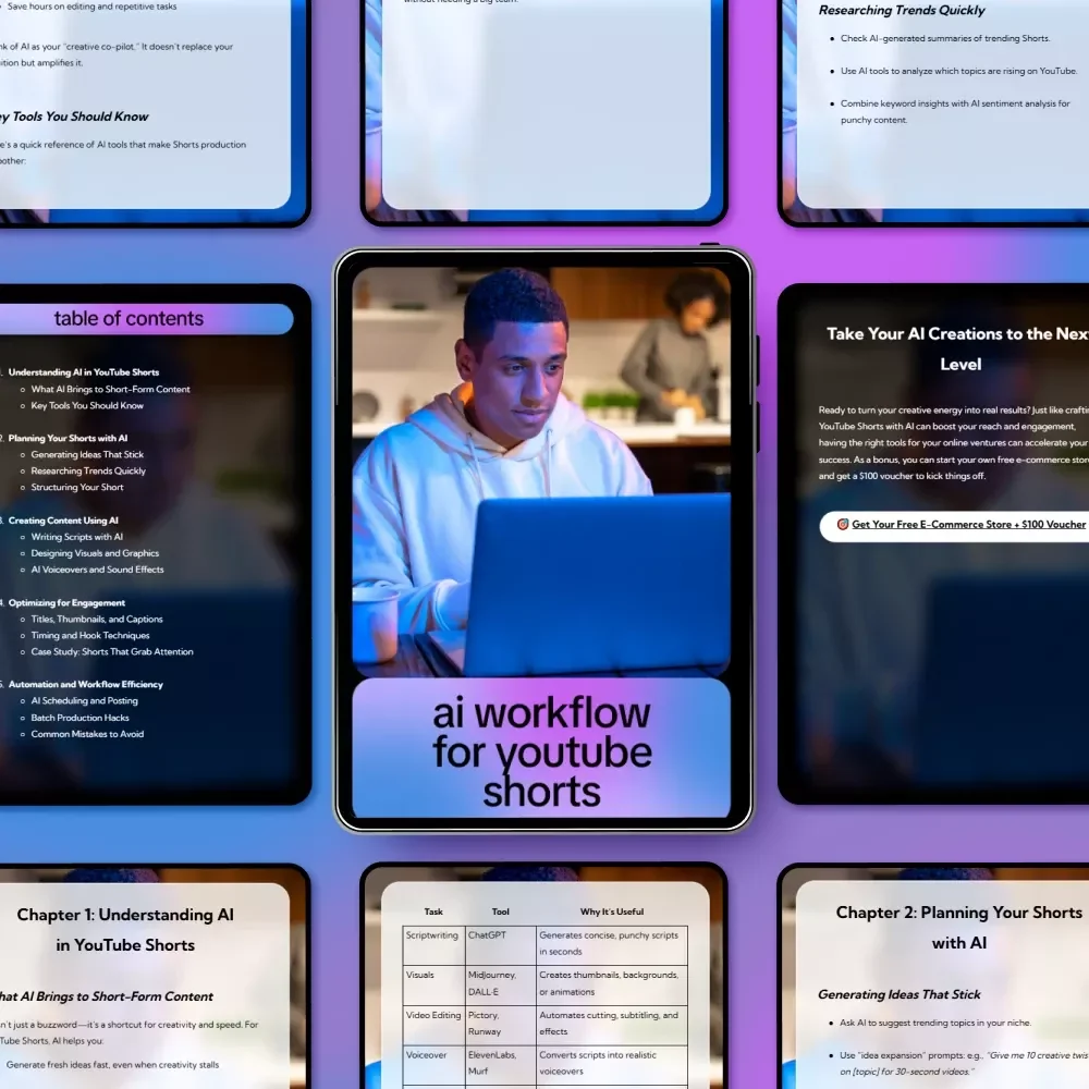 AI Workflow for YouTube Shorts – Step-by-Step Ebook for Creating Viral Short-Form Videos with AI Tools, Scripts, Visuals, Automation & Growth Strategy