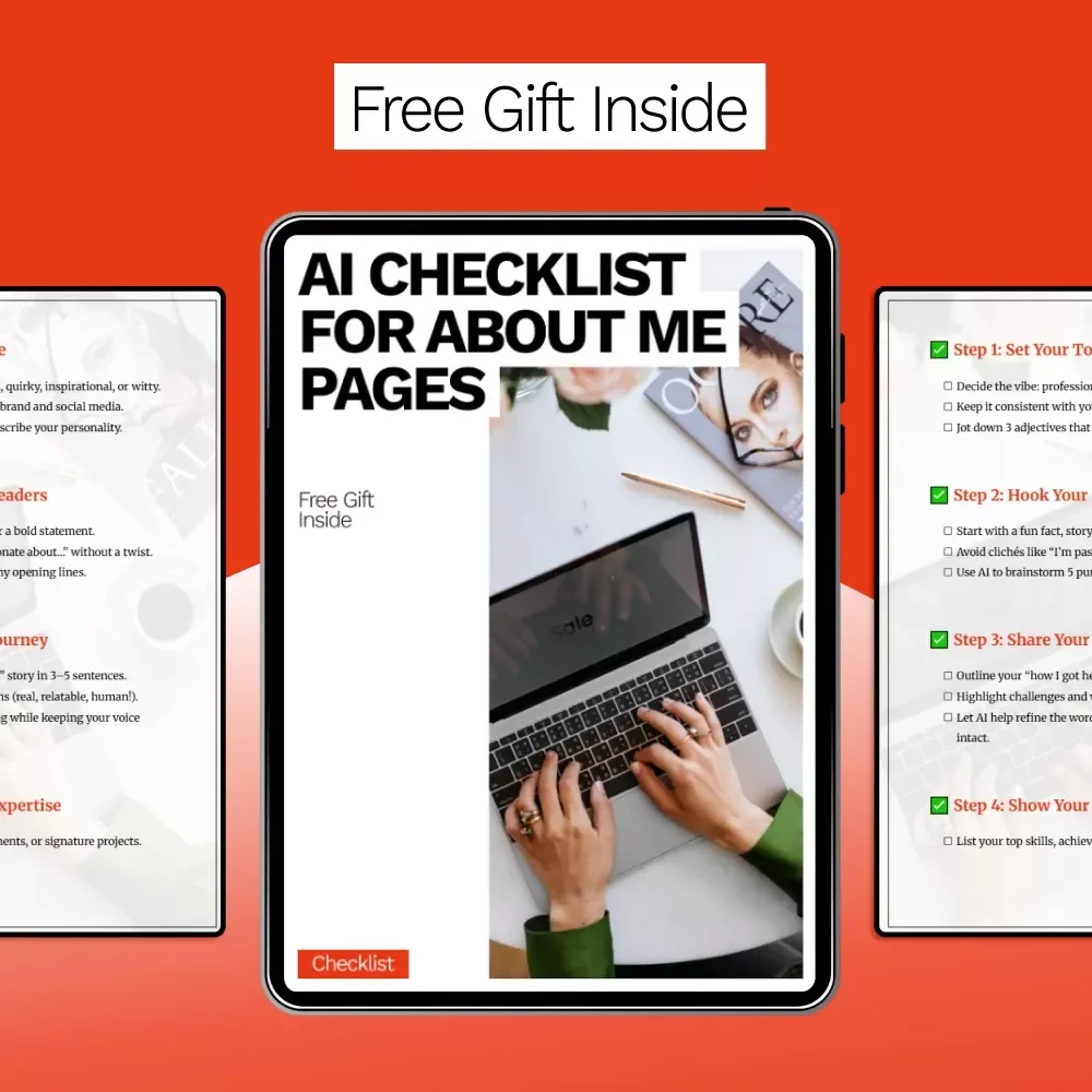 AI Checklist for About Me Pages | Smart Personal Bio Guide Using ai for creating an about me page | Digital Download