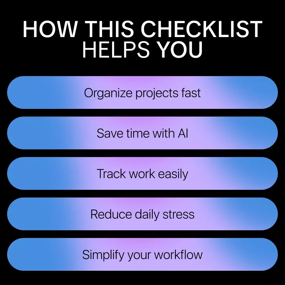 AI-Powered Freelance Project Dashboard Checklist | ai to set up a freelance project dashboard | Digital Download for Freelancers & Creators