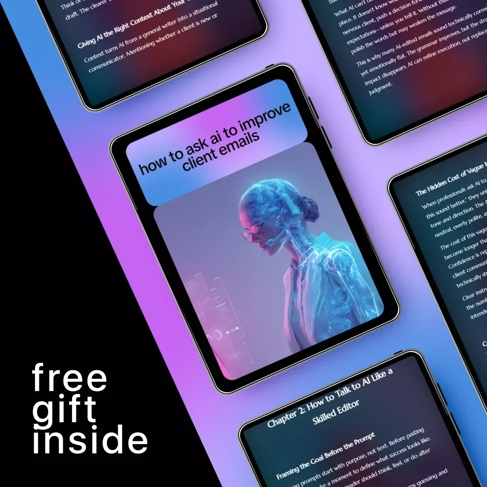 How to Ask AI to Improve Client Emails | Digital Guide, eBook & Checklist for Better Email Writing, AI Prompting Tips, Professional Client Communication