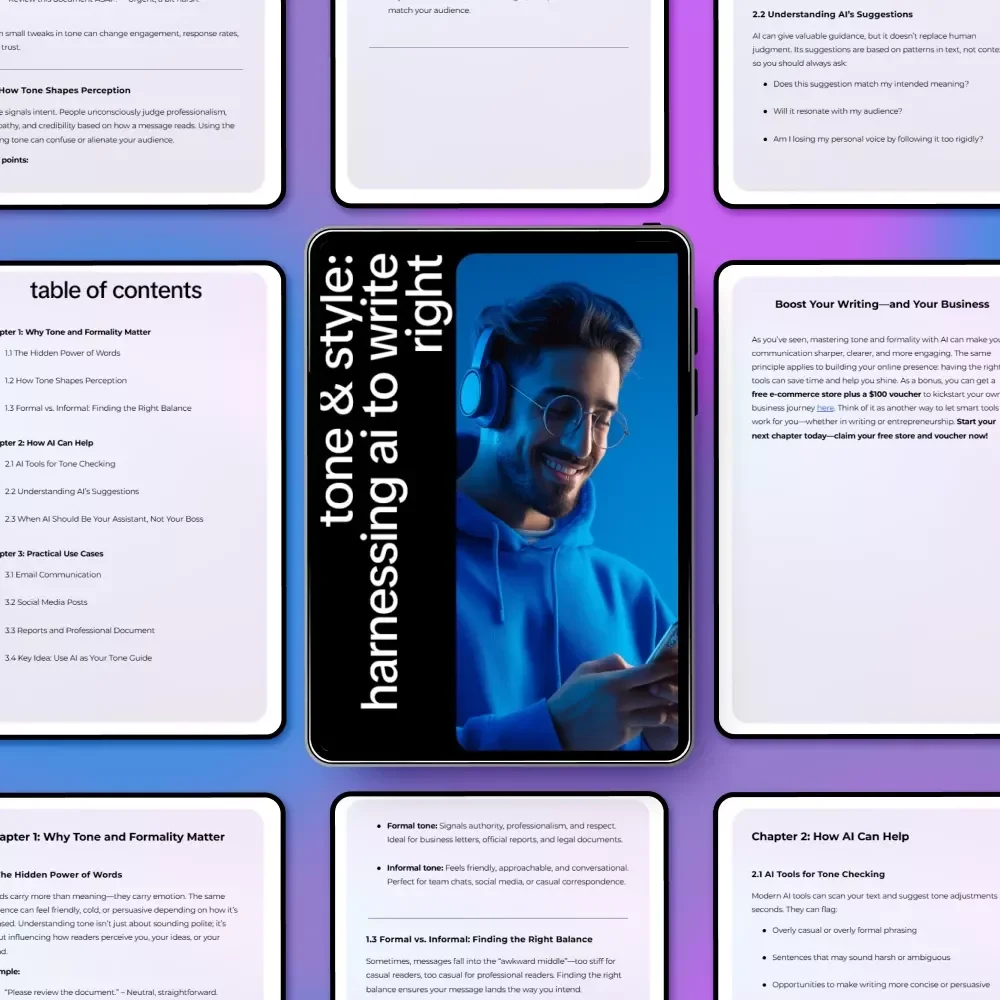 Tone & Style: Harnessing AI to Write Right – eBook Guide to Using AI to Check Tone and Formality for Emails, Social Media, and Professional Writing