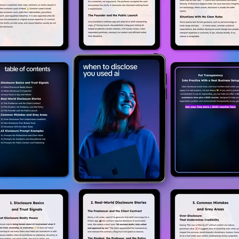 When to Disclose You Used AI Guide – Expert Tips, Real-Life Stories & Practical AI Disclosure Strategies for Freelancers, Students, Founders | When to Disclose You Used AI
