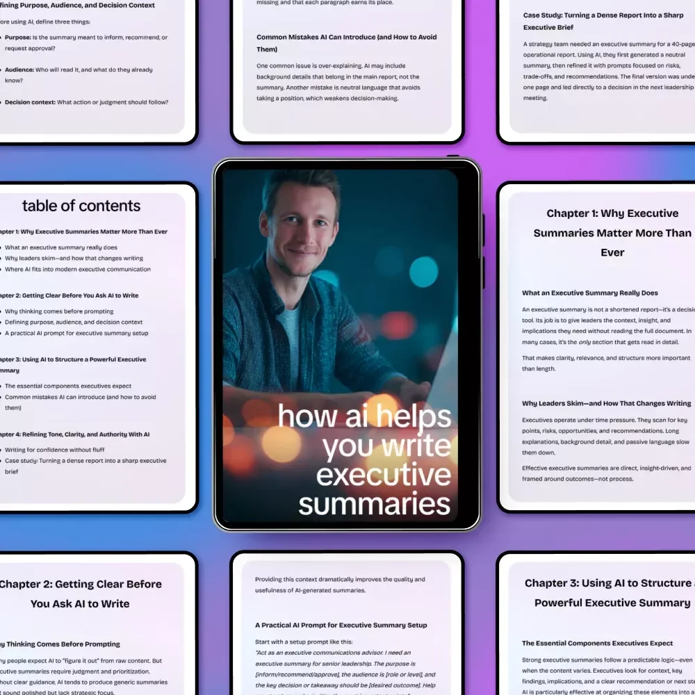 How AI Helps You Write Executive Summaries: AI for Executive Summary Writing eBook Guide