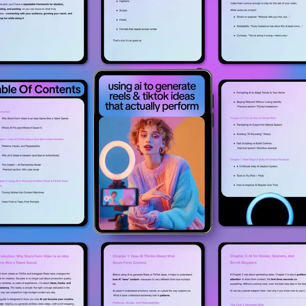 Using AI to Generate Reels & TikTok Ideas That Actually Perform – AI for Reels and TikTok Video Ideas eBook