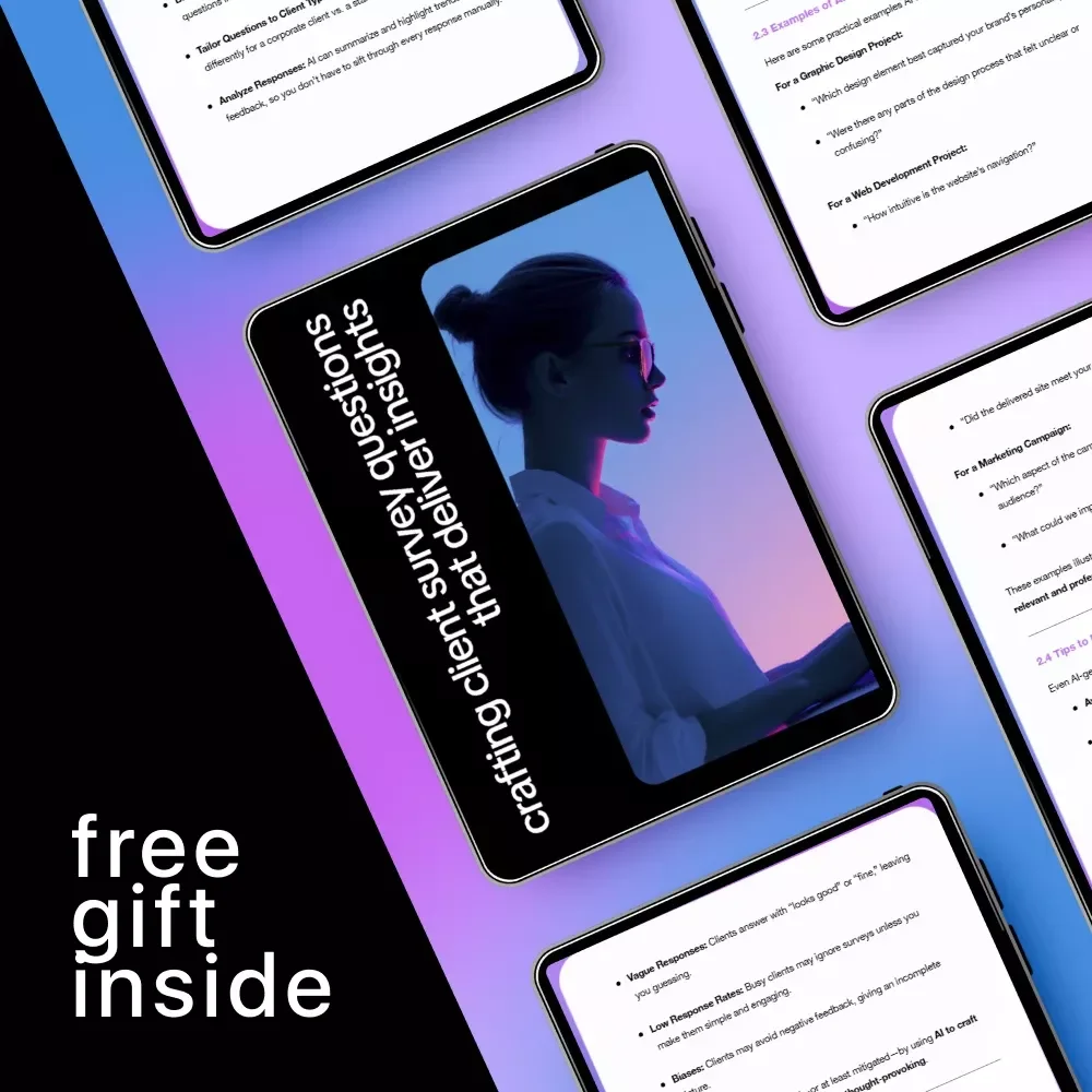 Crafting Client Survey Questions That Deliver Insights | AI to Create Client Feedback Survey Questions Guide for Freelancers & Creatives