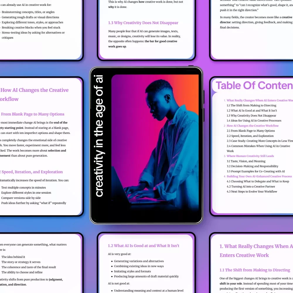 Creativity in the Age of AI: Digital Download Guide, eBook & Checklist for Enhancing Human Creativity, AI Workflow Strategies, and Creative Productivity