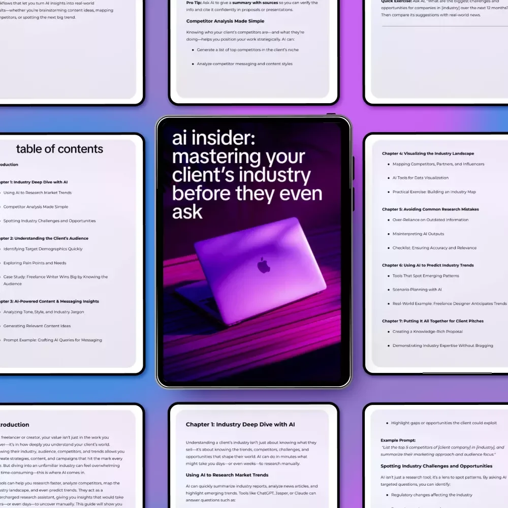AI Insider: Mastering Your Client’s Industry Before They Even Ask – AI for Understanding a Client's Industry eBook & Guide
