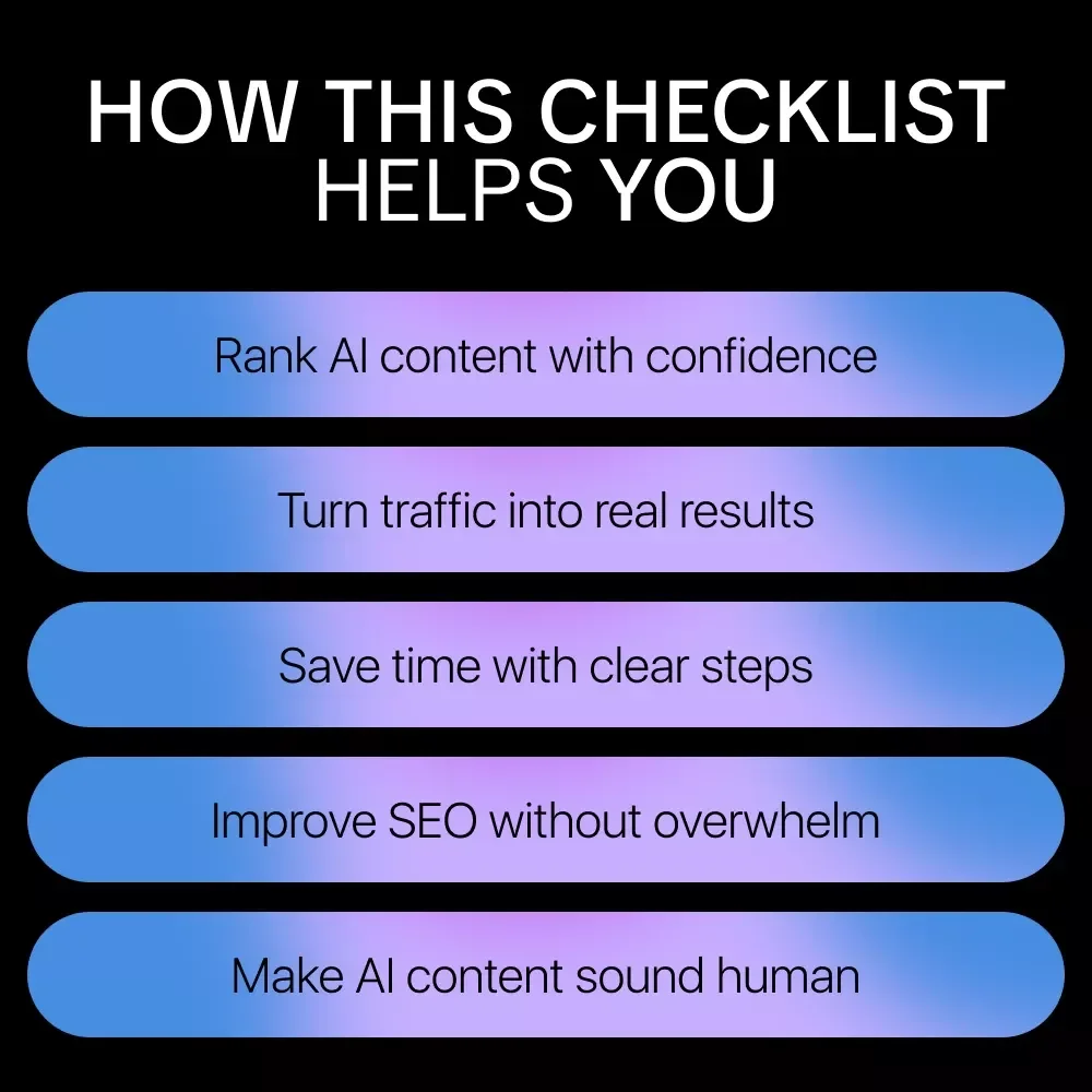 Rank Smarter with AI: Your Step-by-Step Optimization Checklist | How to Optimize AI Content for Search Engines, SEO Content Planner, Digital Marketing Download