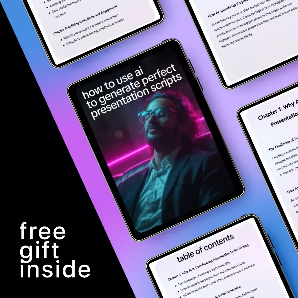 How to Use AI to Generate Perfect Presentation Scripts – AI Presentation Script Generator eBook for Effortless, Engaging, and Professional Presentations