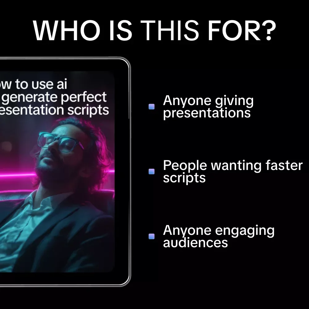 How to Use AI to Generate Perfect Presentation Scripts – AI Presentation Script Generator eBook for Effortless, Engaging, and Professional Presentations