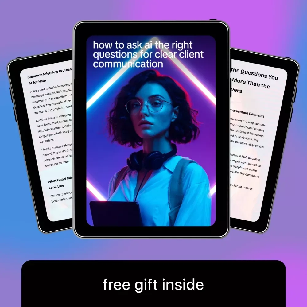 How to Ask AI the Right Questions for Clear Client Communication – Digital Guide, eBook & Checklist for Professionals, Boost Client Communication Skills, AI Prompt Templates, Real Scenarios & Practical Habits