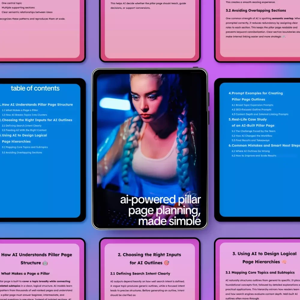 AI-Powered Pillar Page Planning, Made Simple: Step-by-Step Guide to Using AI for Creating Pillar Page Outlines, eBook for SEO, Content Strategy, and Digital Marketing Success