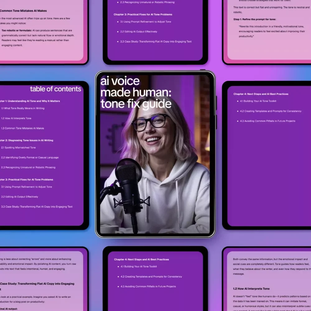 AI Voice Made Human: Tone Fix Guide – How to Fix AI Writing Tone Mistakes, Practical AI Editing Tips & Prompts for Engaging Copy