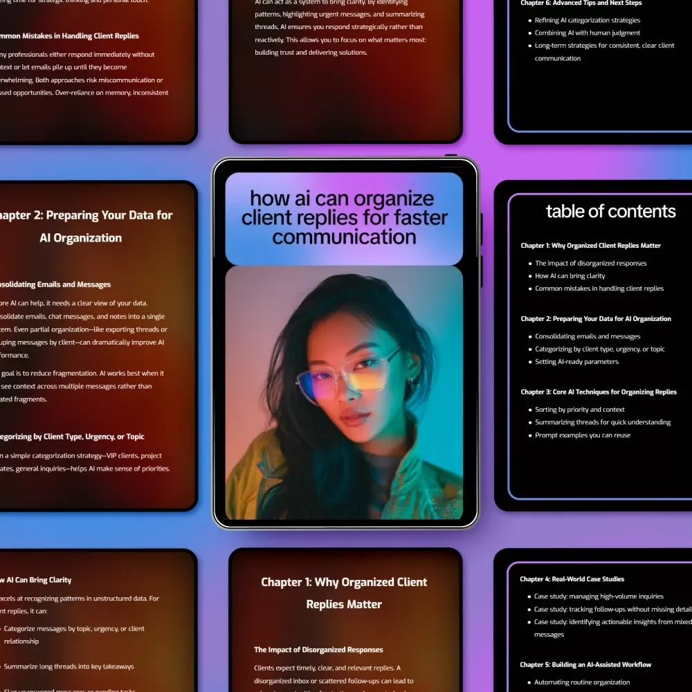 How AI Can Organize Client Replies for Faster Communication – Digital Guide, eBook, Checklist for Streamlined Client Management, Email Organization, and Productivity Boost
