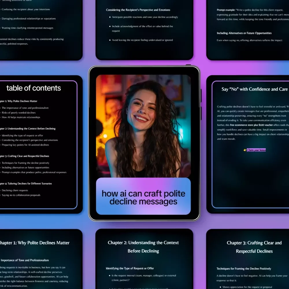 How AI Can Craft Polite Decline Messages | eBook Guide on How AI Can Write Polite Decline Messages for Professional Communication
