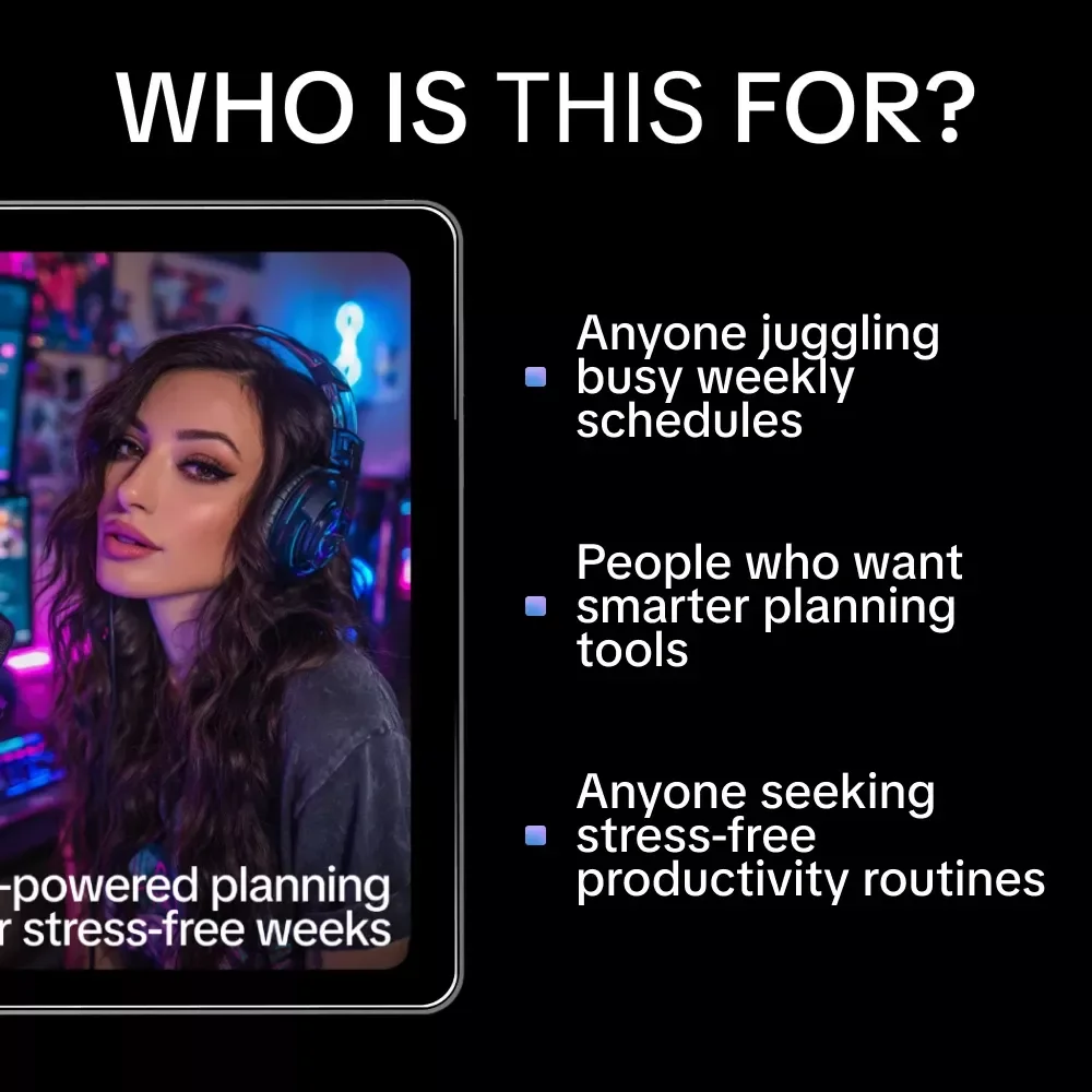 AI-Powered Planning for Stress-Free Weeks: How to Use AI for Weekly Scheduling Tips Guide, Digital Download eBook for Effortless Productivity