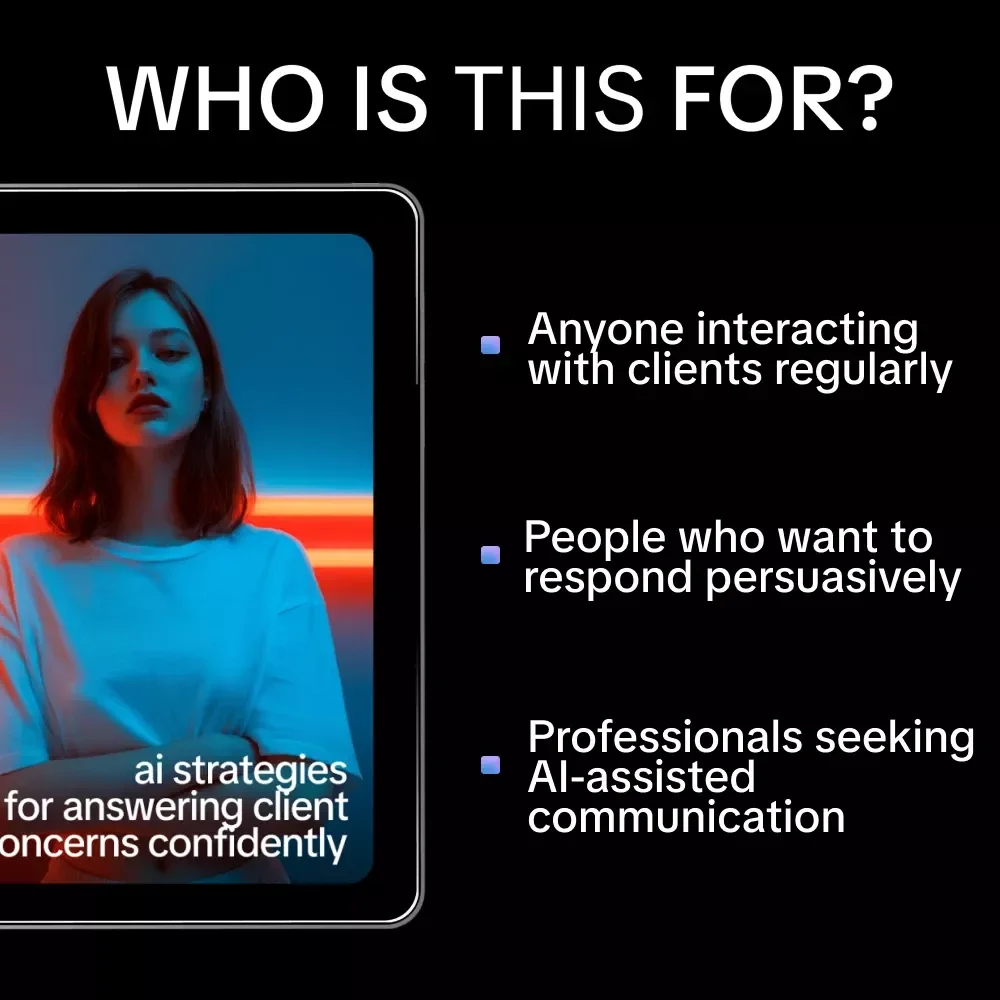 AI Strategies for Answering Client Concerns Confidently – Digital Guide, eBook, Checklist for Objection Handling, Persuasive Client Responses, AI Techniques for Sales and Customer Success