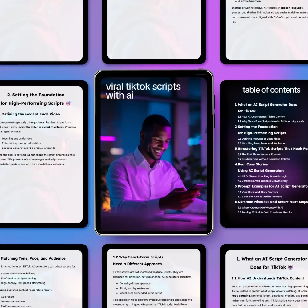 Viral TikTok Scripts With AI – Digital Download Guide, eBook, & Checklist for Content Creators, Social Media Growth, Short-Form Video Marketing