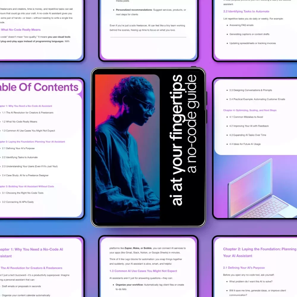 AI at Your Fingertips: A No-Code Guide to How to Build a No Code AI Assistant for Creators, Freelancers, and Entrepreneurs