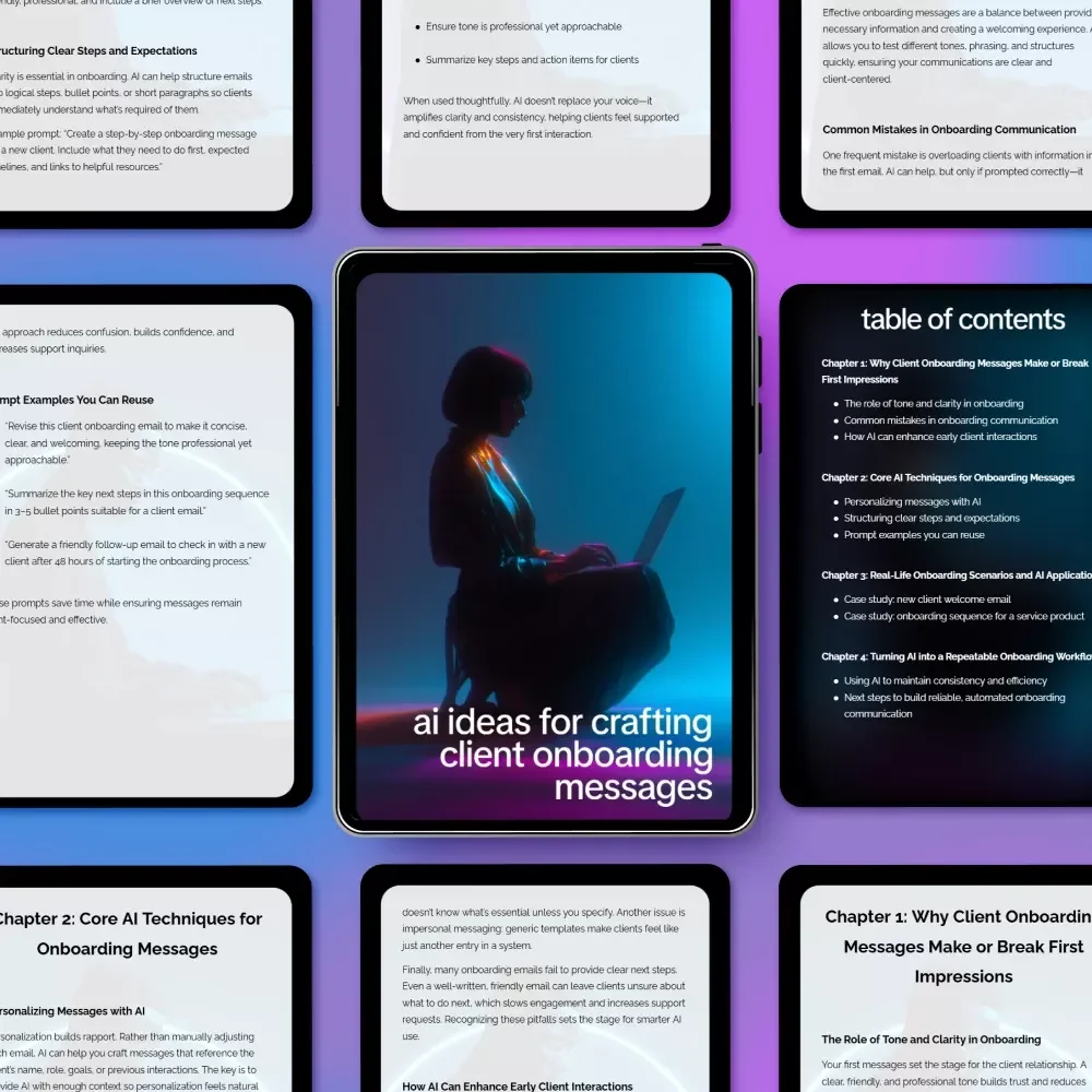 AI Ideas for Crafting Client Onboarding Messages – Digital Download Guide, eBook & Checklist for Service Providers, Freelancers & Businesses to Boost Client Communication